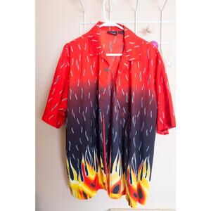 Street Culture polyester flames button-up.